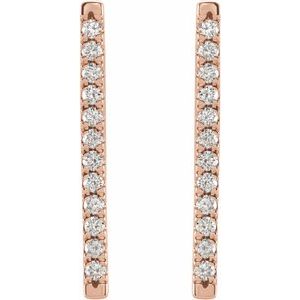 14K Rose Gold 1/3 CTW Natural Diamond French-Set Bar Earrings