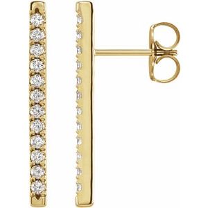 14K Yellow Gold 1/3 CTW Natural Diamond French-Set Bar Earrings