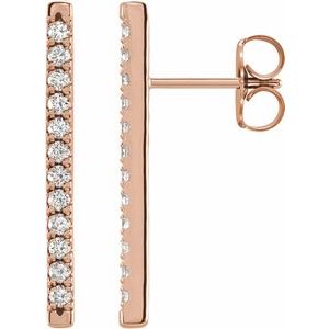 14K Rose Gold 1/3 CTW Natural Diamond French-Set Bar Earrings