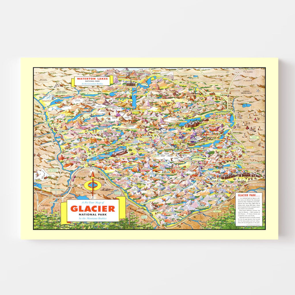 Vintage Map of Glacier National Park 1953