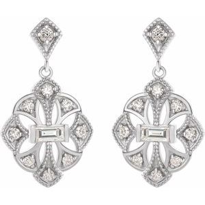 14K White Gold 3/8 CTW Natural Diamond Vintage-Inspired Earrings – image 2