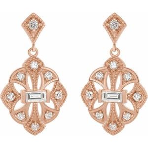 14K Rose Gold 3/8 CTW Natural Diamond Vintage-Inspired Earrings – image 2