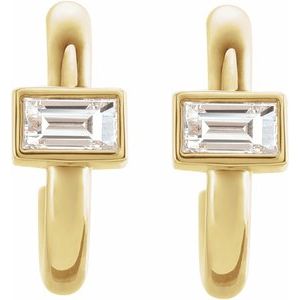 14K Yellow Gold 1/5 CTW Natural Diamond Huggie Hoop Earrings – image 2