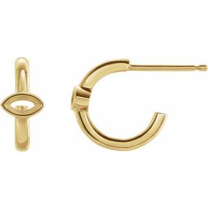 14K Yellow Gold 4x2 mm Marquise Huggie Earring Mounting