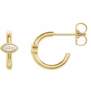14K Yellow Gold 1/8 CTW Natural Diamond Huggie Hoop Earrings