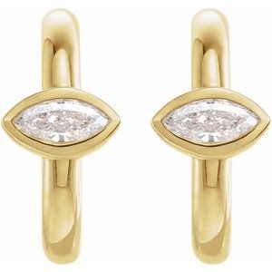 14K Yellow Gold 1/8 CTW Natural Diamond Huggie Hoop Earrings – image 2