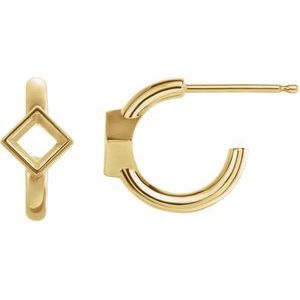 14K Yellow Gold 3x3 mm Square Huggie Earring Mounting