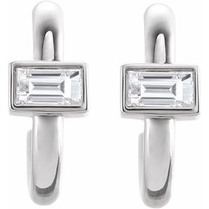 14K White Gold 1/5 CTW Natural Diamond Huggie Hoop Earrings – image 2