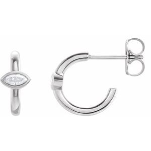 14K White Gold 1/8 CTW Natural Diamond Huggie Hoop Earrings