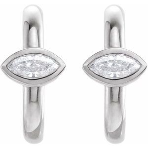 Platinum 1/8 CTW Natural Diamond Huggie Hoop Earrings – image 2