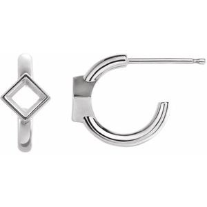 Platinum 3x3 mm Square Huggie Earring Mounting