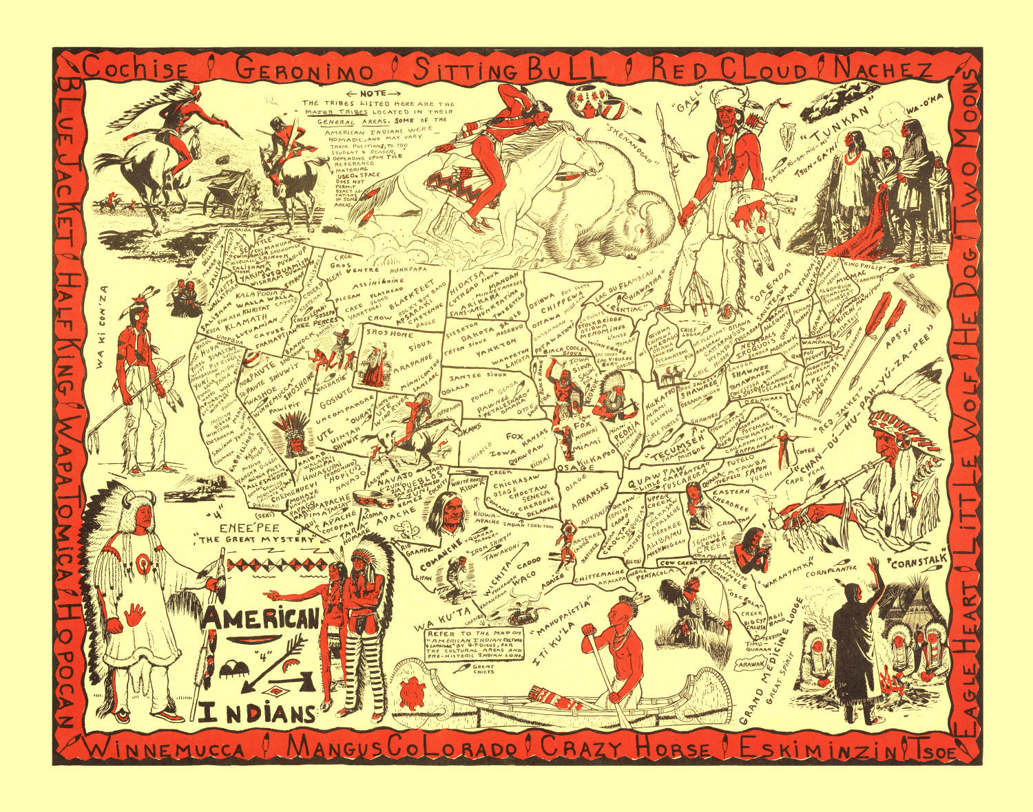 Vintage Map of United States 1952