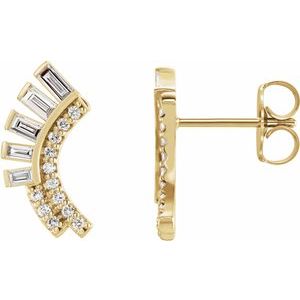 14K Yellow Gold 1/3 CTW Natural Diamond Fan Earrings
