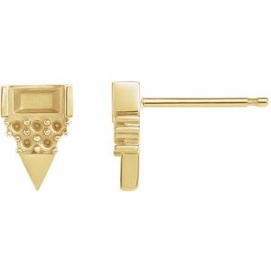 14K Yellow Gold 4 x 2 mm Straight Baguette Geometric Earring Mounting