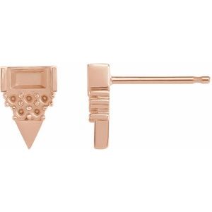 14K Rose Gold 4 x 2 mm Straight Baguette Geometric Earring Mounting