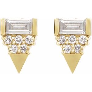 14K Yellow Gold 1/4 CTW Natural Diamond Geometric Earrings – image 2