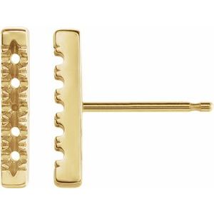 14K Yellow Gold 1.5 mm Round French-Set Bar Earring Mounting