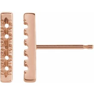 14K Rose Gold 1.5 mm Round French-Set Bar Earring Mounting