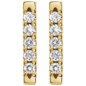 14K Yellow Gold 1/8 CTW Natural Diamond French-Set Bar Earrings