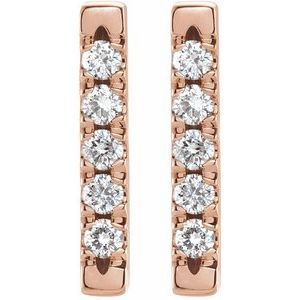 14K Rose Gold 1/8 CTW Natural Diamond French-Set Bar Earrings – image 2