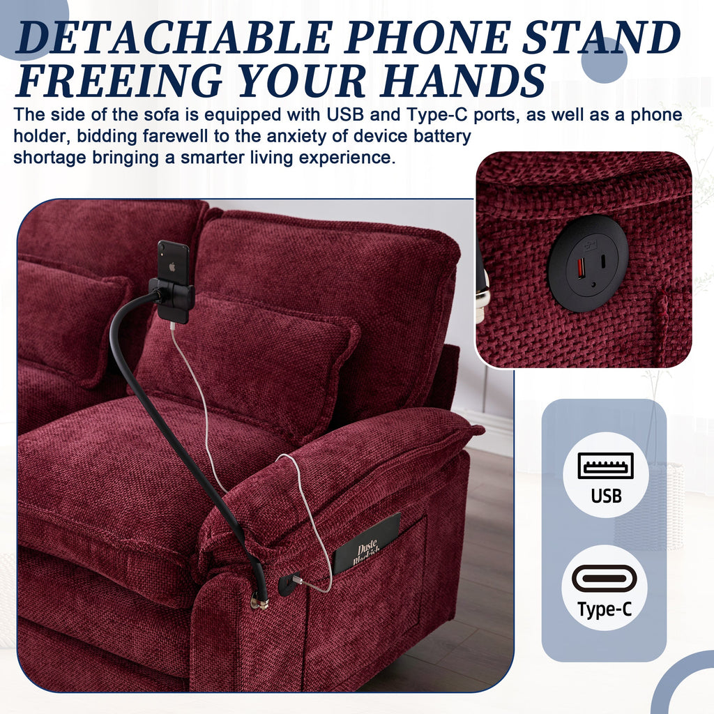 UNITED WE WIN 106' U Shape Sectional Sofa Cloud Couch for Living Room, Upholstery Comfy Modular Sofas, 4 Seat Chenille U-Shaped Sleeper Sofa with Chaise Lounge, Ottoman & Pillows