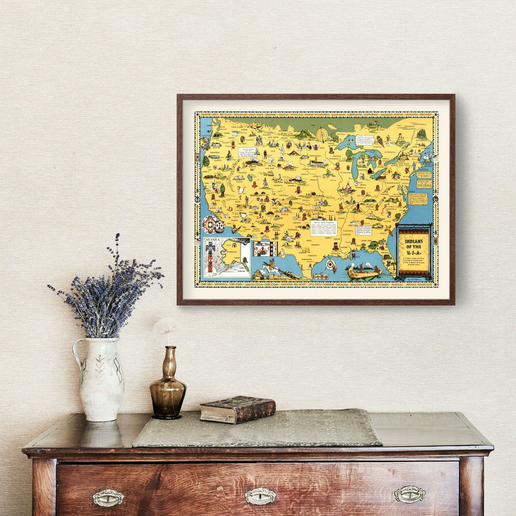 Vintage Map of United States 1944