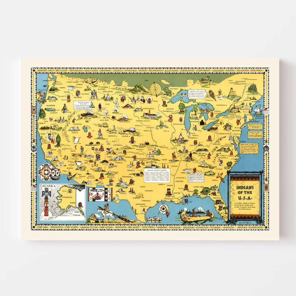 Vintage Map of United States 1944