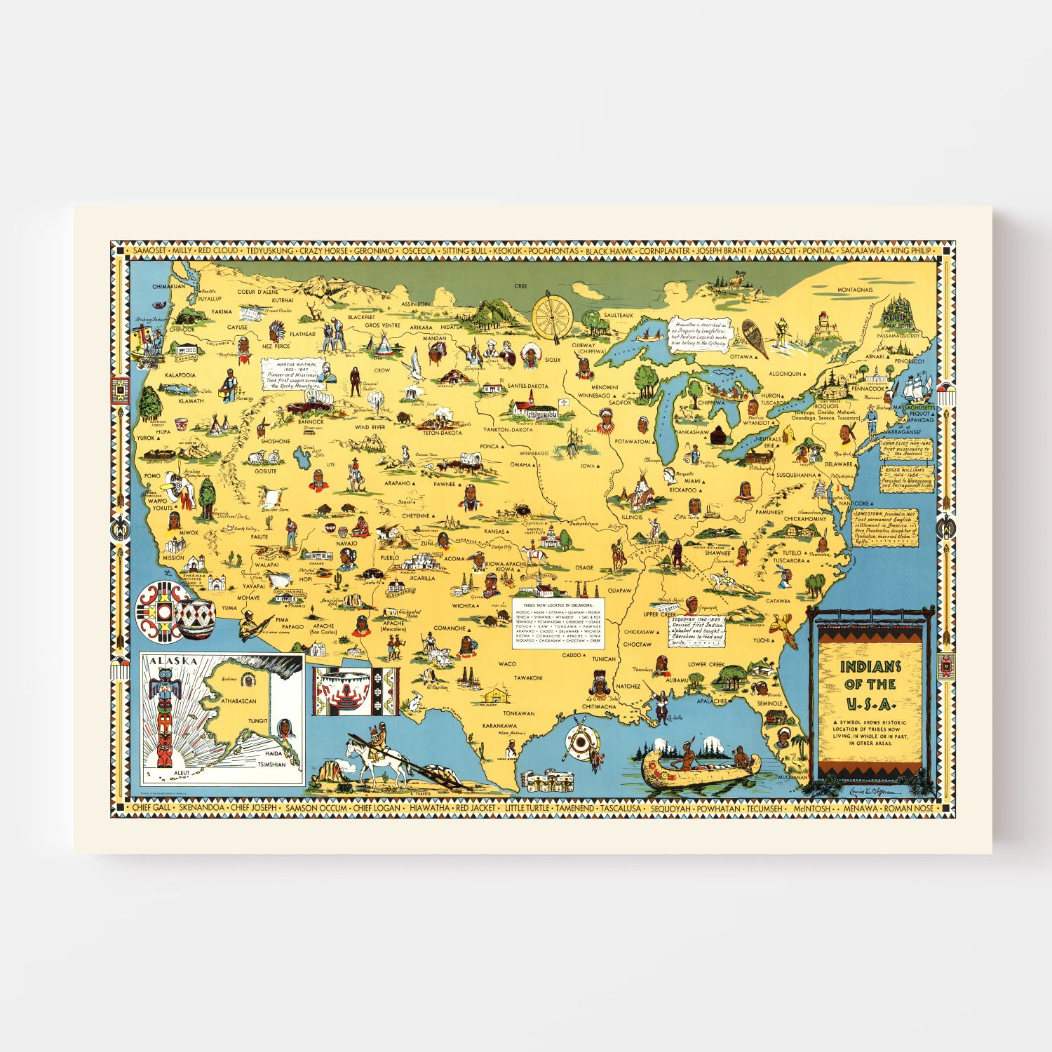 Vintage Map of United States 1944
