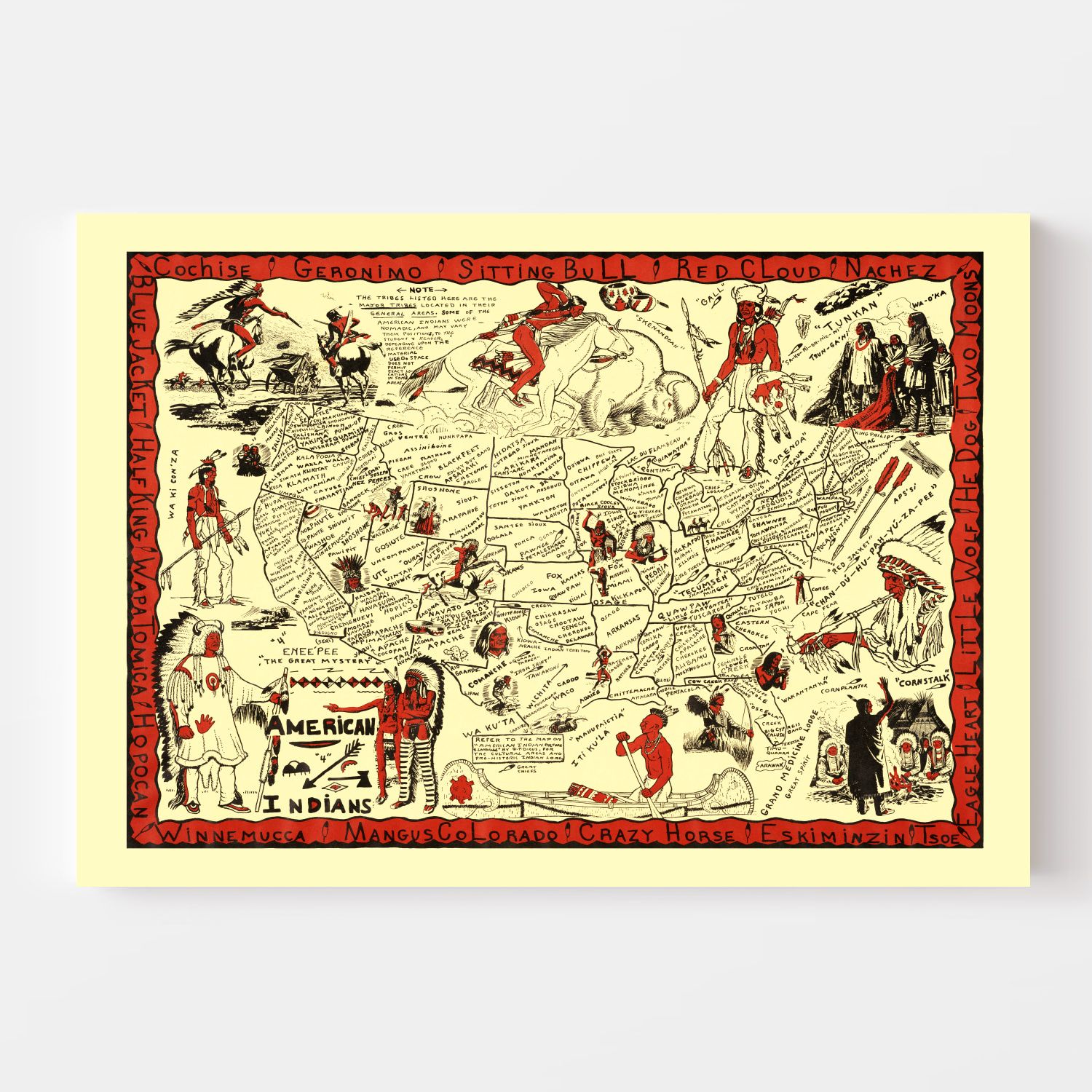 Vintage Map of United States 1952