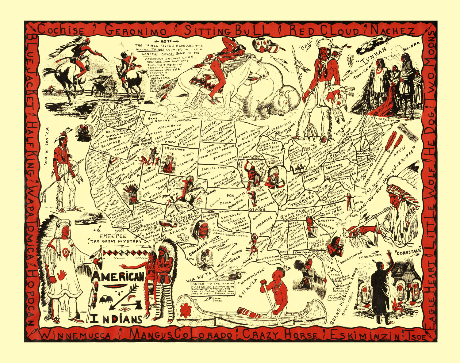 Vintage Map of United States 1952