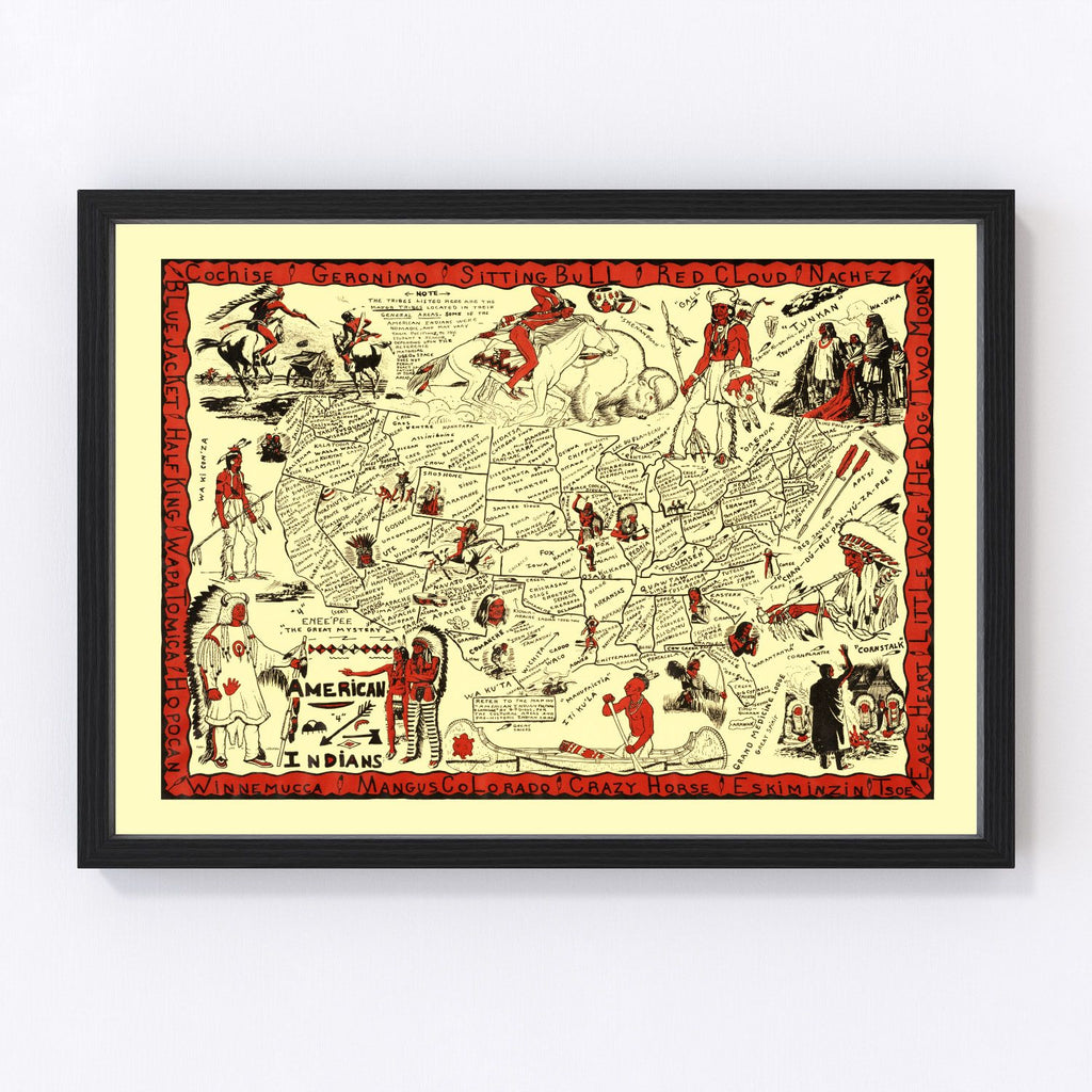 Vintage Map of United States 1952
