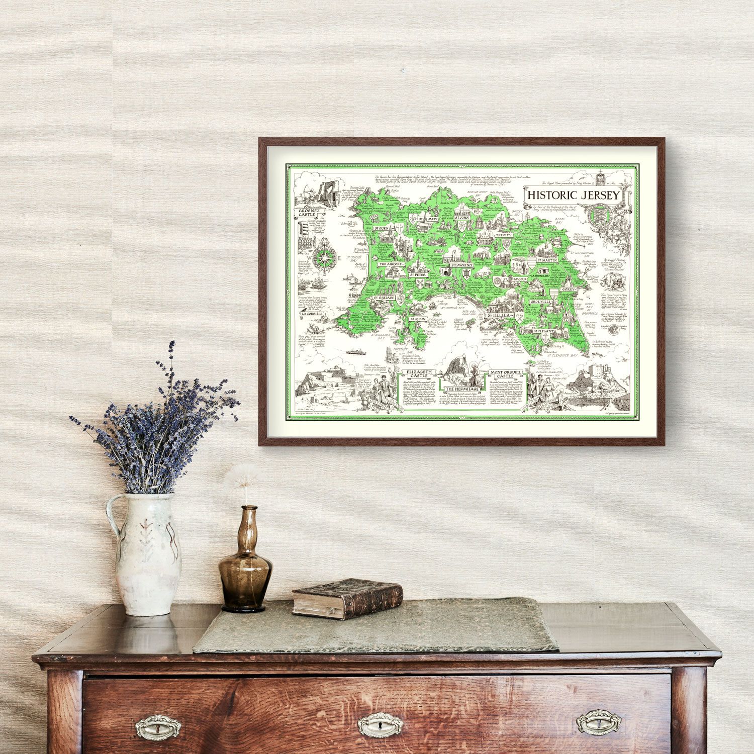 Vintage Map of Jersey, England 1957