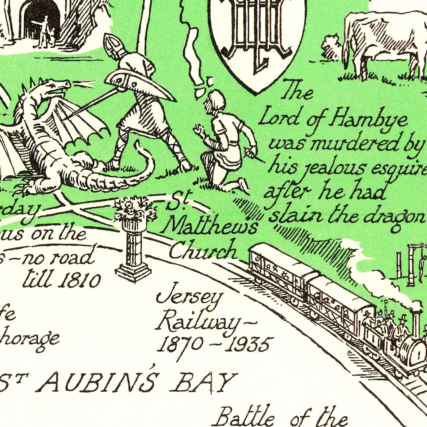 Vintage Map of Jersey, England 1957
