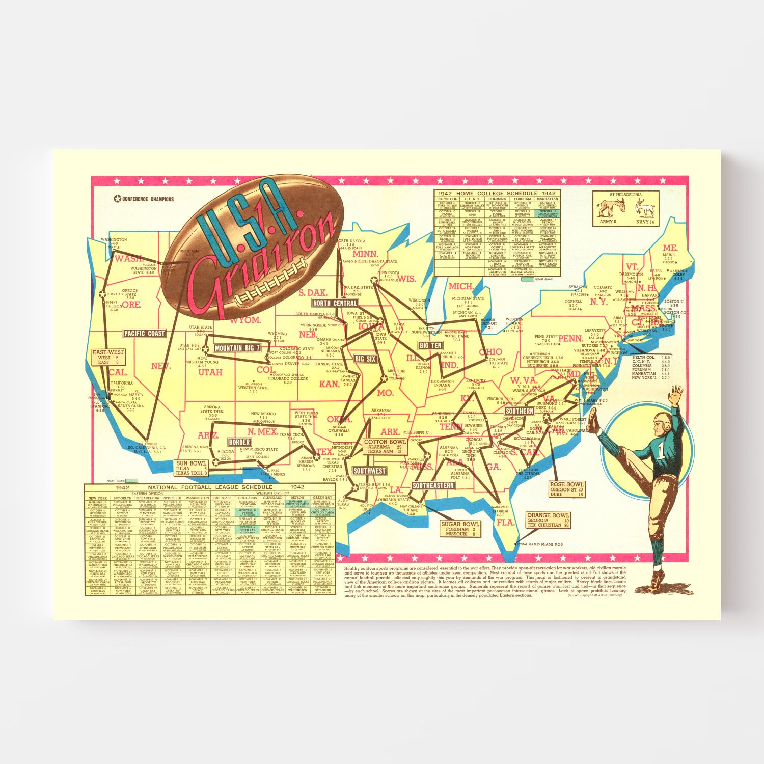 Vintage Map of United States 1942