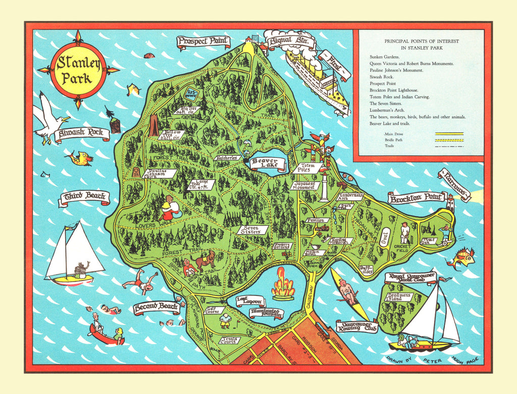 Vintage Map of Stanley Park 1938