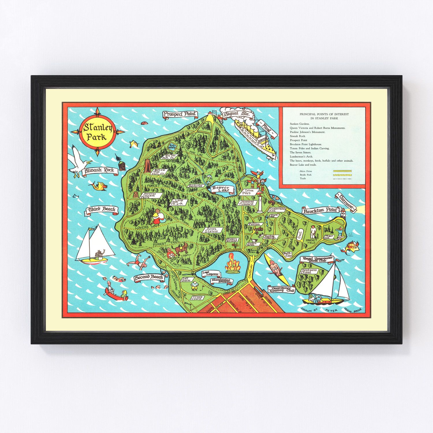 Vintage Map of Stanley Park 1938
