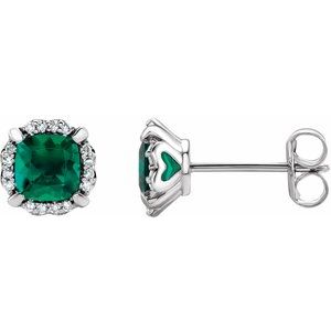 Cushion 4-Prong Halo-Style Birthstone Earrings
