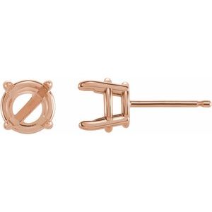 10K Rose Gold 4 mm Round  4-Prong Claw Basket Earring Mounting