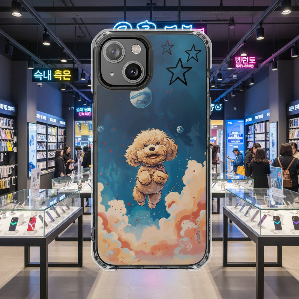 Starry Fluff's - Pookie Poodle Floating in Space Magnetic Clear Case for iPhone Series