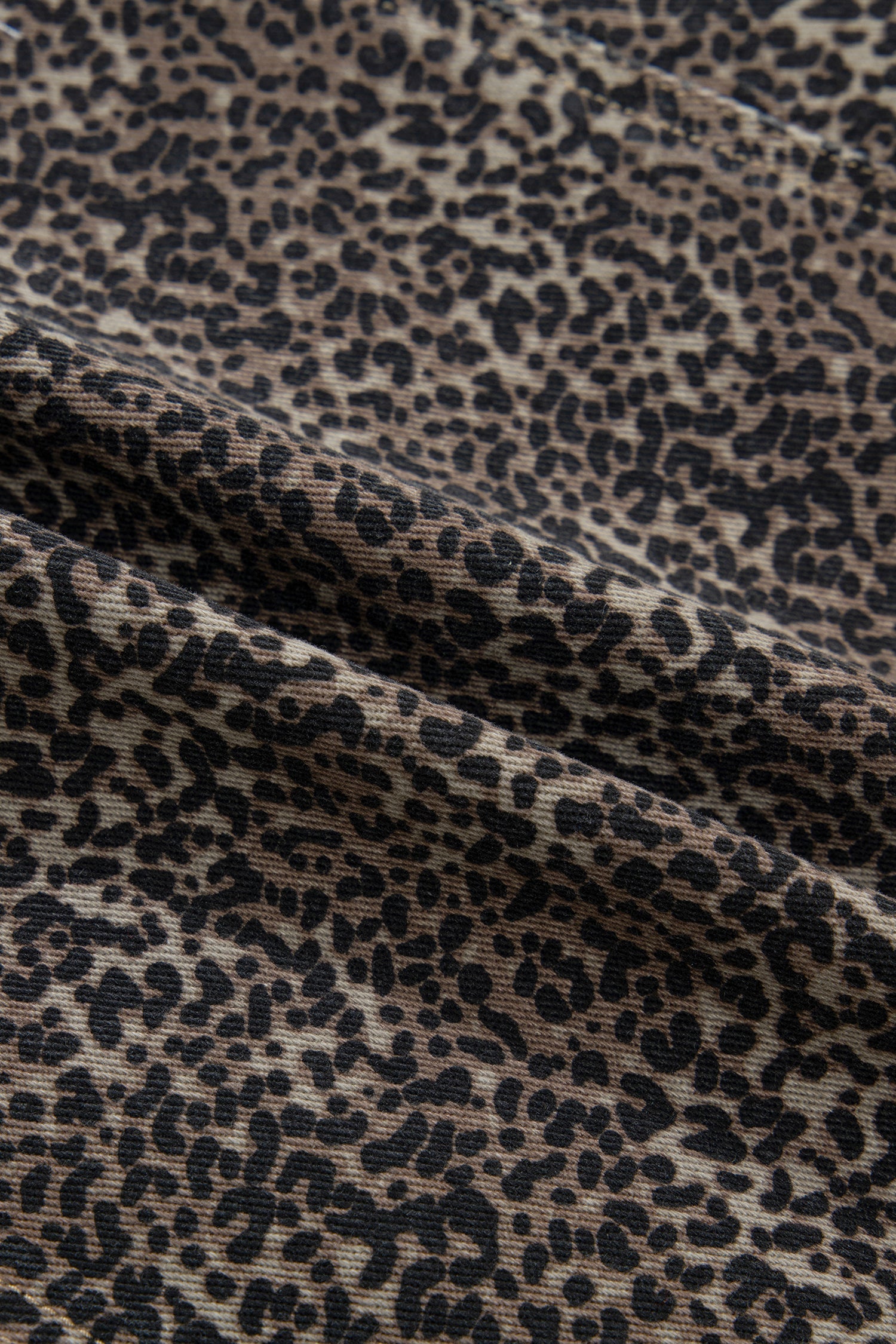 Leopard Denim Button Front Vest