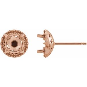 14K Rose Gold 5.5 mm Round Halo-Style Earring Mounting
