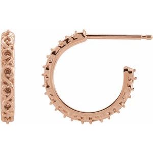 14K Rose Gold .8 mm Round Sculptural Hoop Earring Mounting