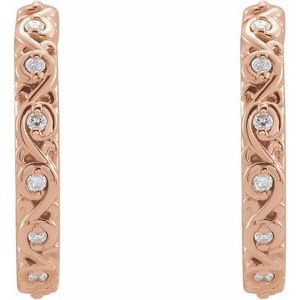 14K Rose Gold .06 CTW Natural Diamond Sculptural Hoop Earrings – image 2