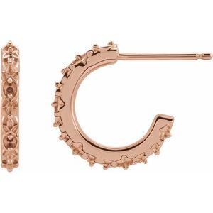 14K Rose Gold 1.1 mm Round Vintage-Inspired J-Hoop Earring Mounting