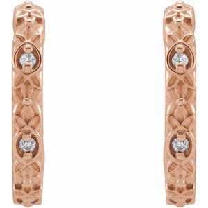 14K Rose Gold .04 CTW Natural Diamond Vintage-Inspired J-Hoop Earrings – image 2
