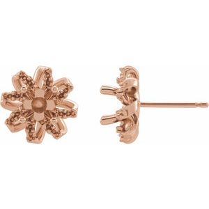14K Rose Gold 5 mm Round Twisted Halo-Style Earring Mounting