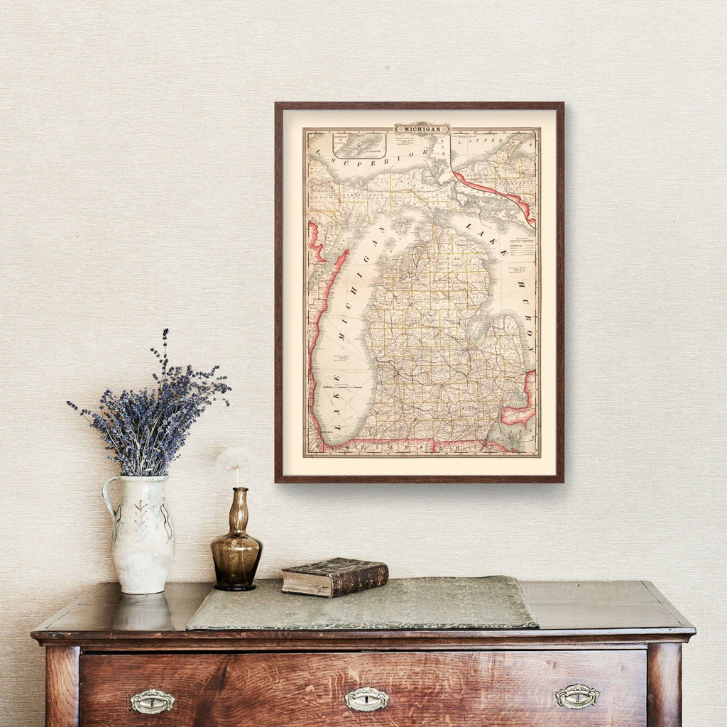 Vintage Map of Michigan 1882
