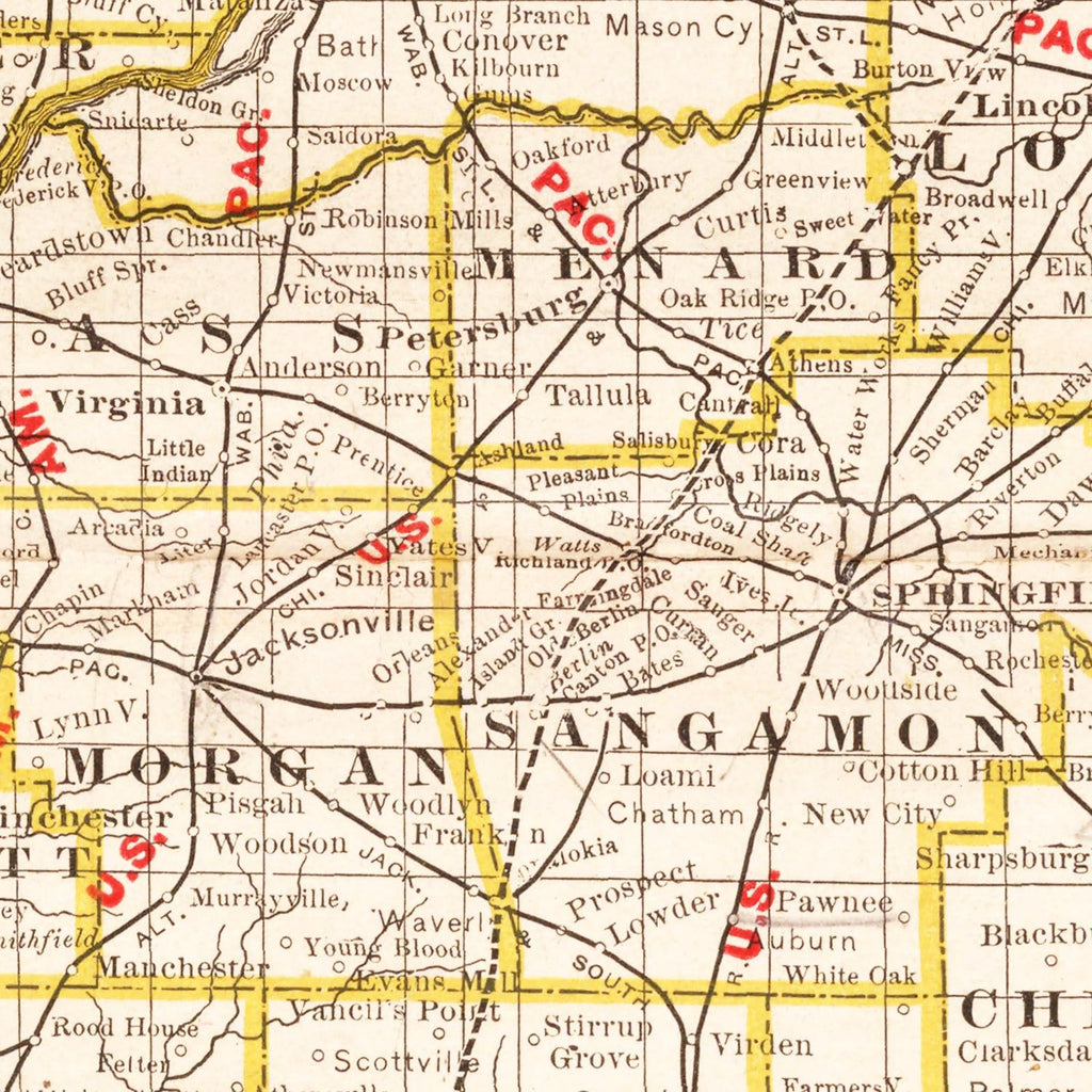 Vintage Map of Illinois 1882