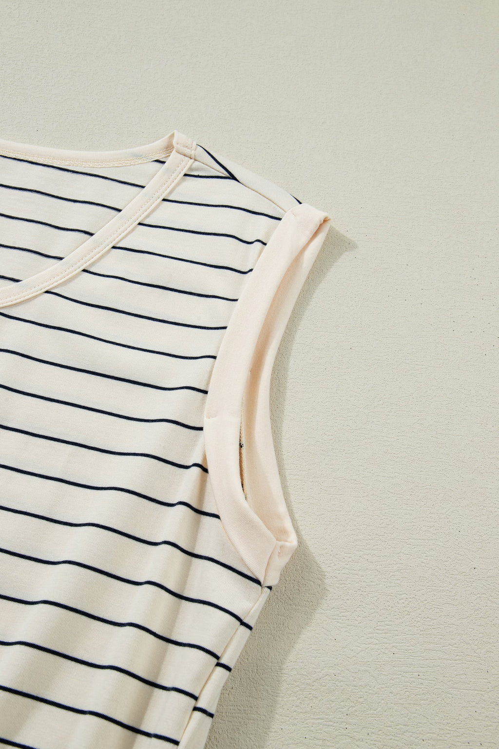 Stripe Drawstring Tunic Tank Mini Dress w/ Pockets