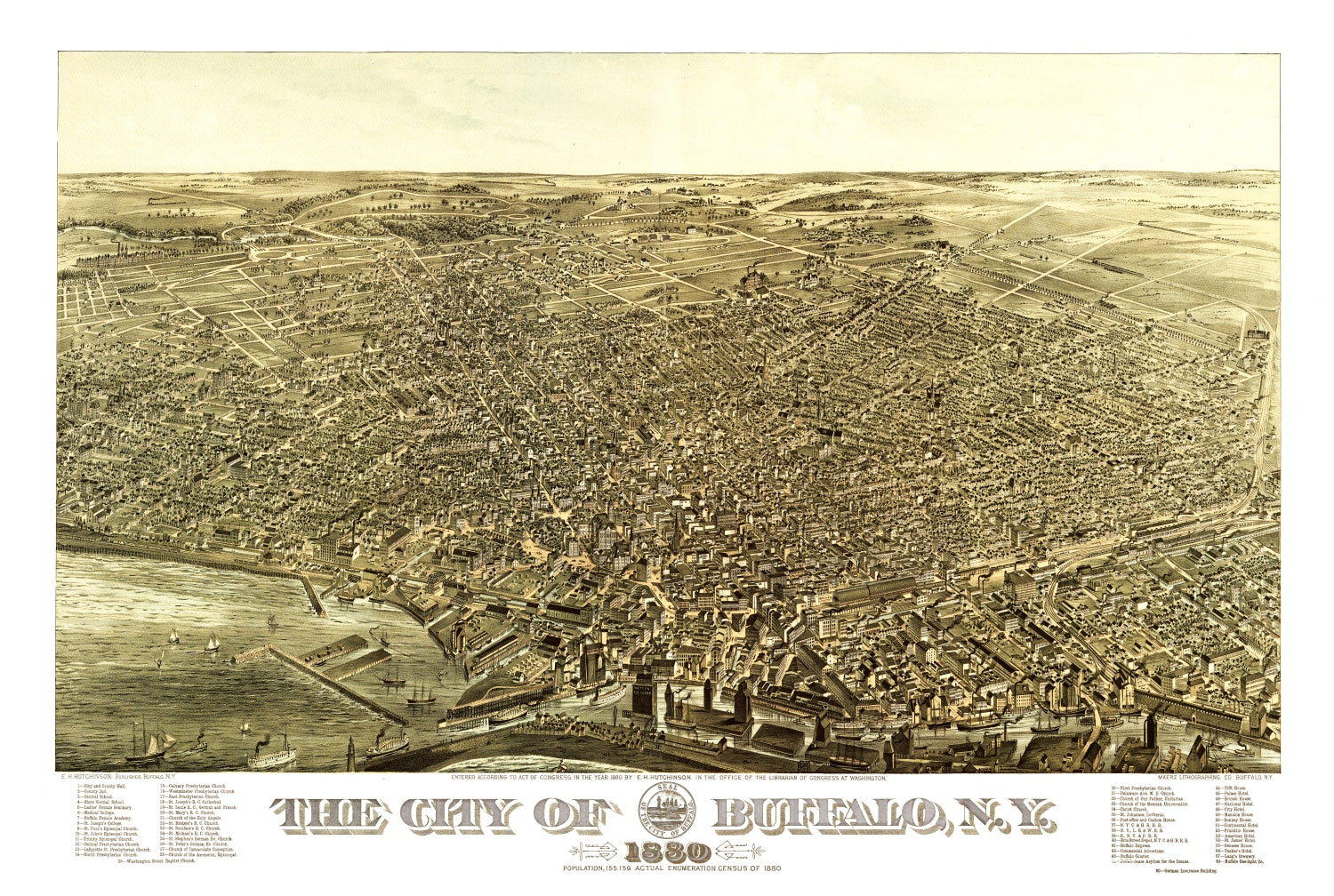 Vintage Map of Buffalo, New York 1880